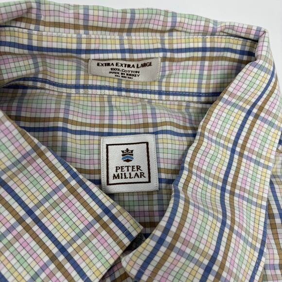 Peter Millar Mens 2XL Multicolor Gingham Check Long Sleeve Button Down Shirt - Picture 2 of 4